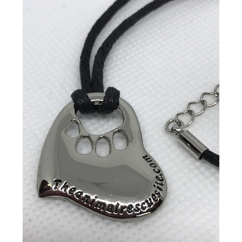 Paw Prints on My Heart Necklace with Charm (16"+3") 1" Heart Charm Pendant - Picture 7 of 8
